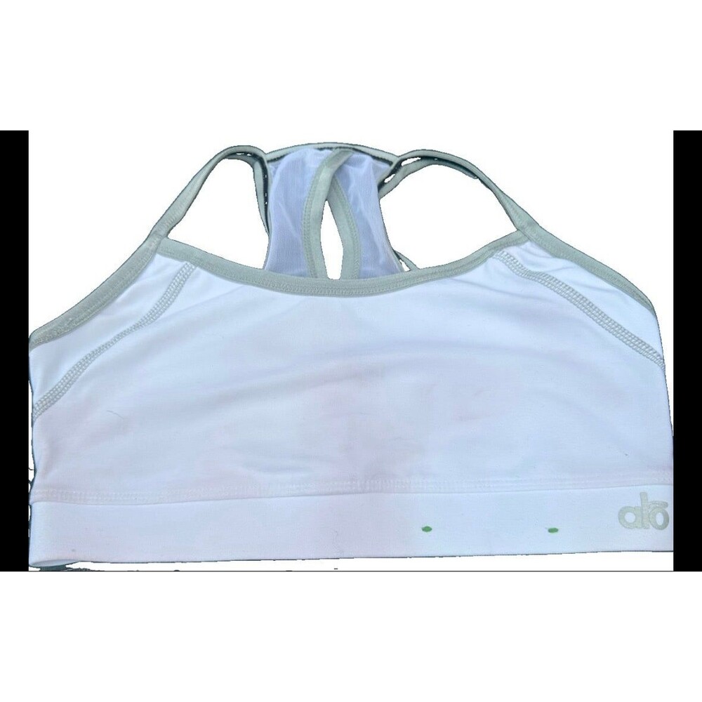 Alo Air Land Ocean CoolFit Racerback Sports Bra Women’s XS White Gray